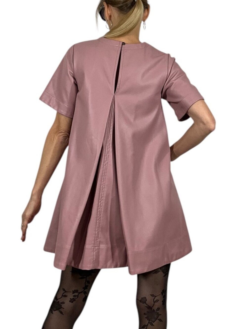 Anthropologie Maeve The Emmy Faux Leather Mini Dress 2XS XXS Pink - Picture 3 of 16